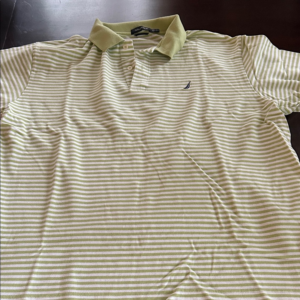 Nautica Men's Light Green Striped Polo